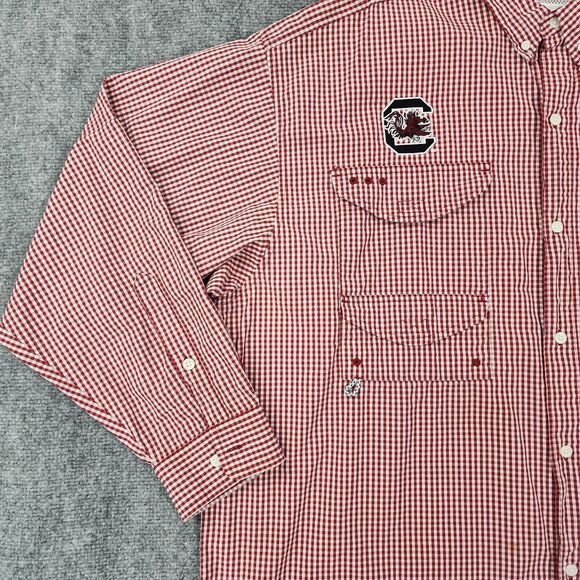 South Carolina Gamecocks Shirt Men XXL Gingham Check Columbia PFG Super Bonehead - Picture 9 of 16
